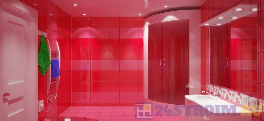 в ванной комнате розовый